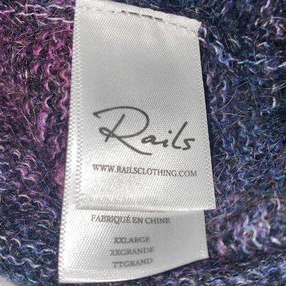 Rails Hailey Black Rainbow Wool Mohair Crewneck Sweater 2XL Balloon Sleeves NWT - Picture 9 of 11